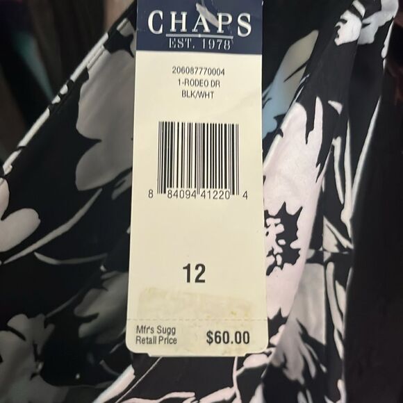 CHAPS Women Light 100% Cotton A-Line Flare Circle Skirt Black White Floral NWT - Picture 9 of 9